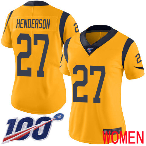 Los Angeles Rams Limited Gold Women Darrell Henderson Jersey NFL Football 27 100th Season Rush Vapor Untouchable